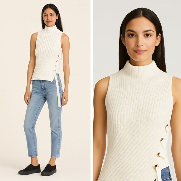 NWT Derek Lam 10 Crosby Sleeveless Ribbed-Knit Sweater - Picture 1 of 13